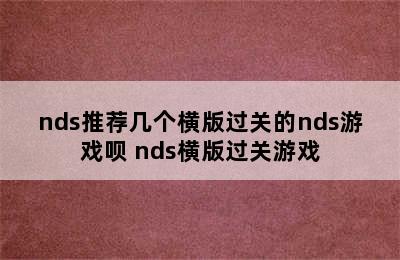 nds推荐几个横版过关的nds游戏呗 nds横版过关游戏